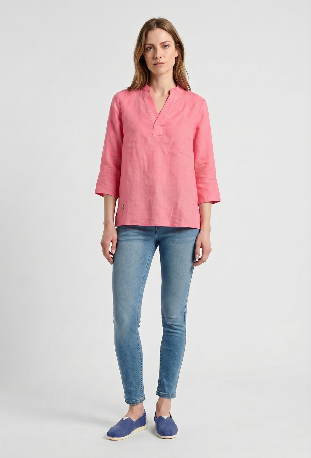 Blusa lino color coral - Valecuatro