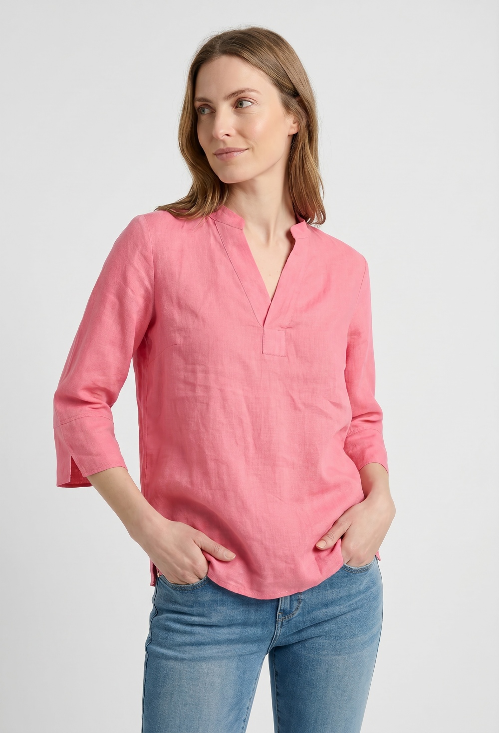 camisas - Blusa lino color coral P26M-6598-COR
