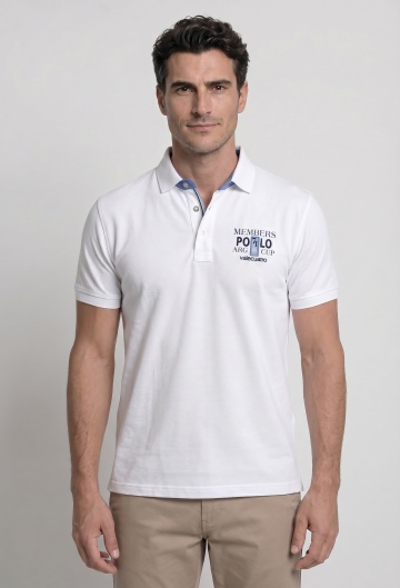 Polo semibordado Royal member blanco