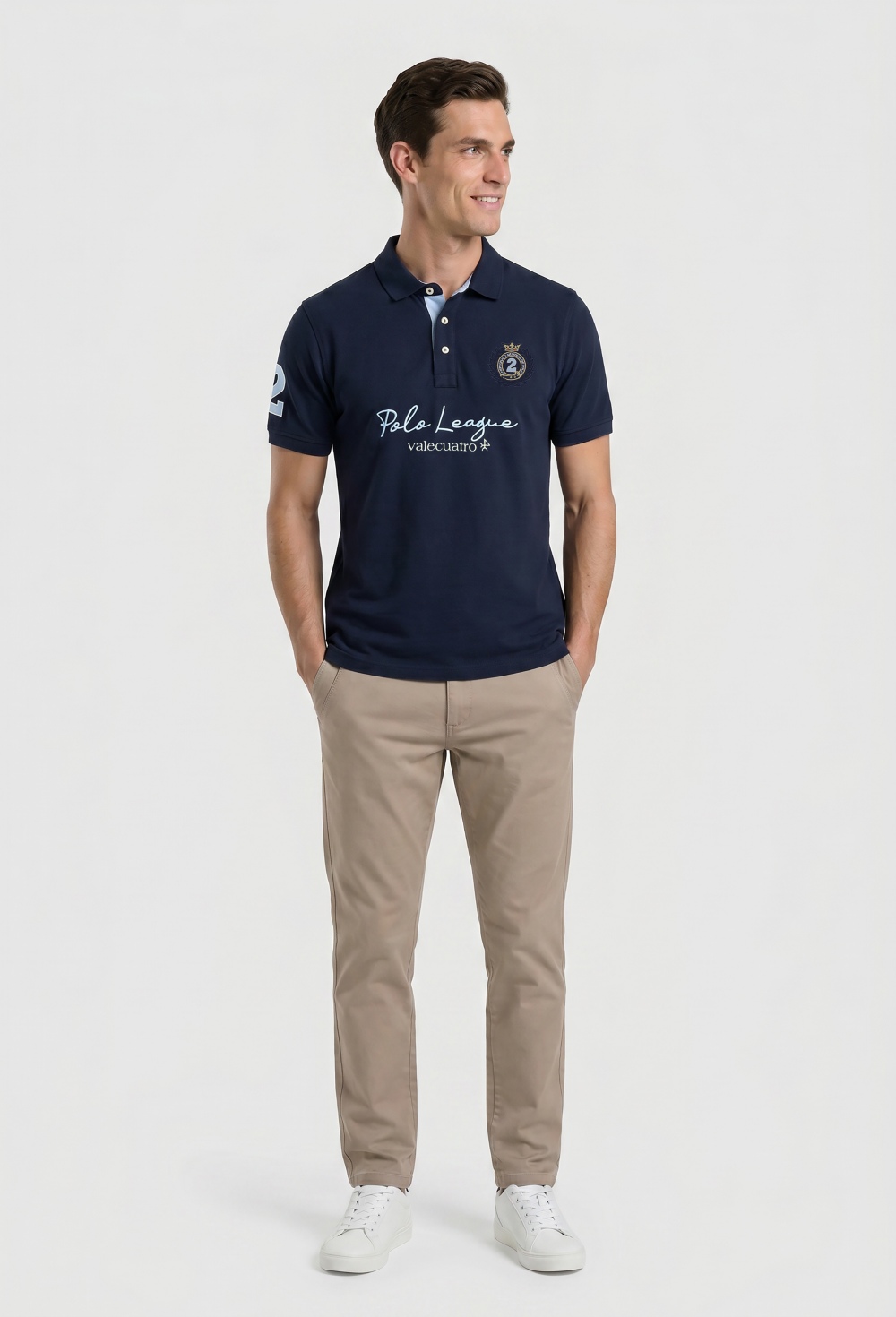 Valecuatro - Polo bordado League azul marino