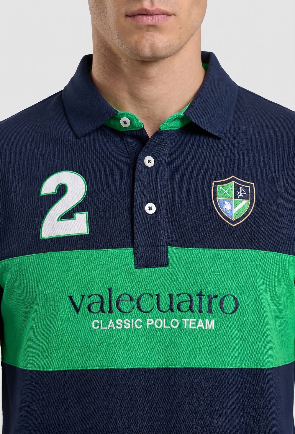 Polo bordado franja azul marino - 64.9
