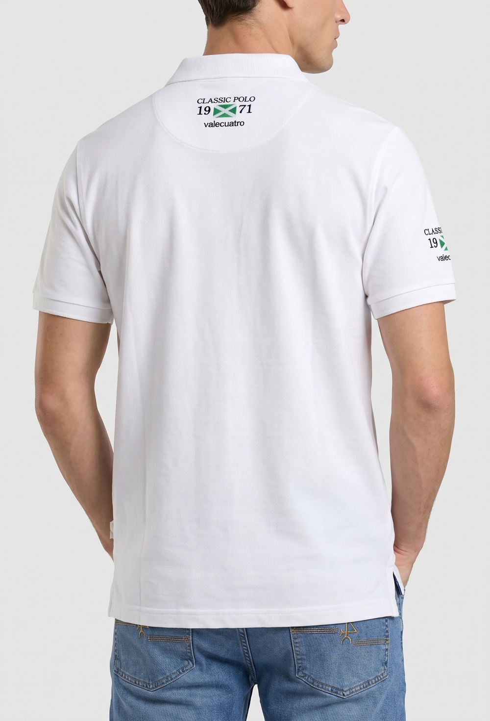 Valecuatro - Polo bordado franja blanco