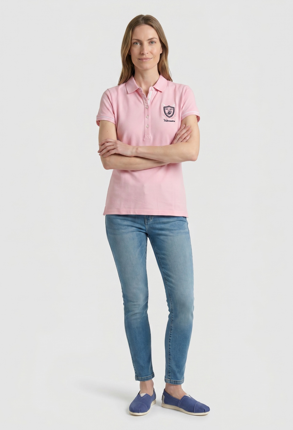 Valecuatro - Polo Escudo clásico rosa