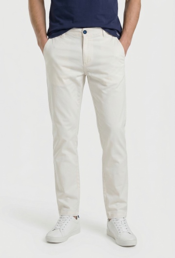 Pantalón chino Valecuatro blanco roto