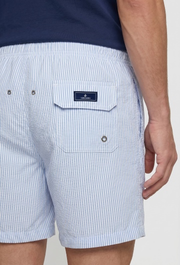 Bañador estampado a rayas azul celeste